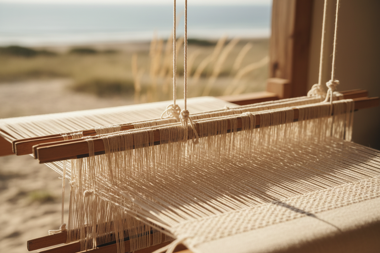 a handlooming image of fabric suitable to the aesthic of the webpage